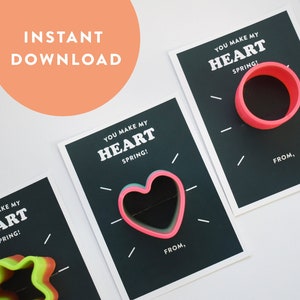 Printable Slinky Valentines, School Class Cards (Digital Download)