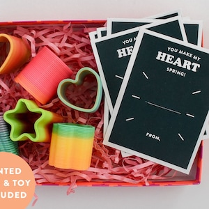 Kids Valentine Slinky Cards, Preschool, classroom Valentines, Non-Candy school favor, PRINTED