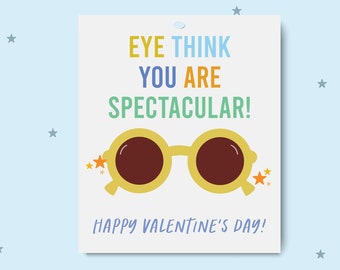 Printable Sunglasses Valentine Tag, Spectacular Kids Gift (Digital Download)
