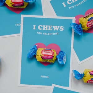imprimibles San Valentín escolares de chicle, San Valentín de compañeros de clase, San Valentín preescolar, tarjetas de San Valentín, favor, para niños, para la escuela,