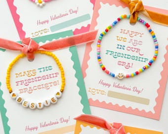 Printable Kids Friendship Bracelet Valentine Card, Swiftie Friendship Era Tag (Digital Download)