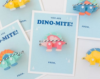 Printable Dinosaur class valentine, Preschool Valentines, You are Dinomite valentine's, for class, non candy, for kids, for boys