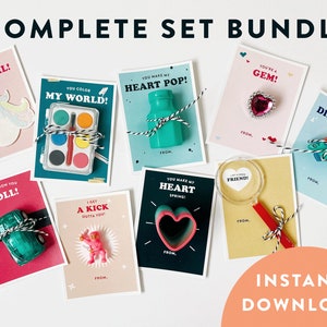 Printable school valentine cards, candy free, non-candy Valentines for kids, for school, for class, preschool valentines tags