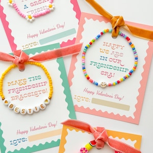 Etiqueta de San Valentín de pulsera de amistad imprimible, Era de la amistad, Tarjetas Galentine, para la escuela, para la clase, para la escuela, Taylor Swift Party Favor