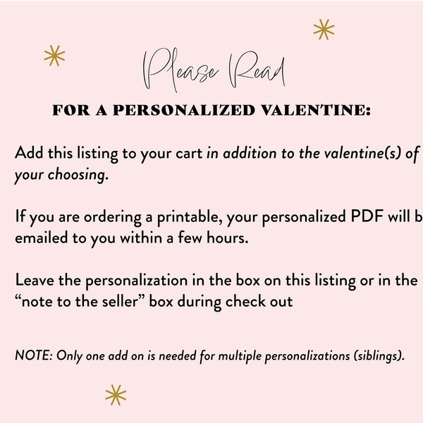 Personalized valentine card add-on