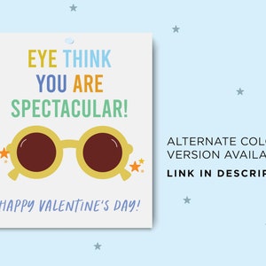 Printable Sunglasses valentine tag, you are spectacular, Valentines for kids, for school, for class, for girls, valentine gift favor, image 3