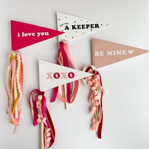 Printable Valentine Flag Pennant, Valentines Decor, XOXO, party, galentine, favor, gift topper, for girls, decorations, for teacher image 2