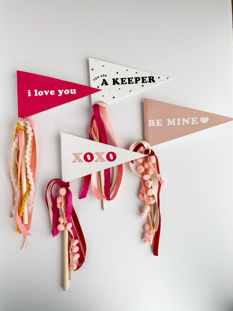 Printable Valentine Flag Pennant, Valentines Decor, XOXO, party, galentine, favor, gift topper, for girls, decorations, for teacher image 2