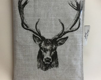 A5 diary cover,Book cover,A5 journal cover,oilcloth A5 diary cover,Stags head oilcloth