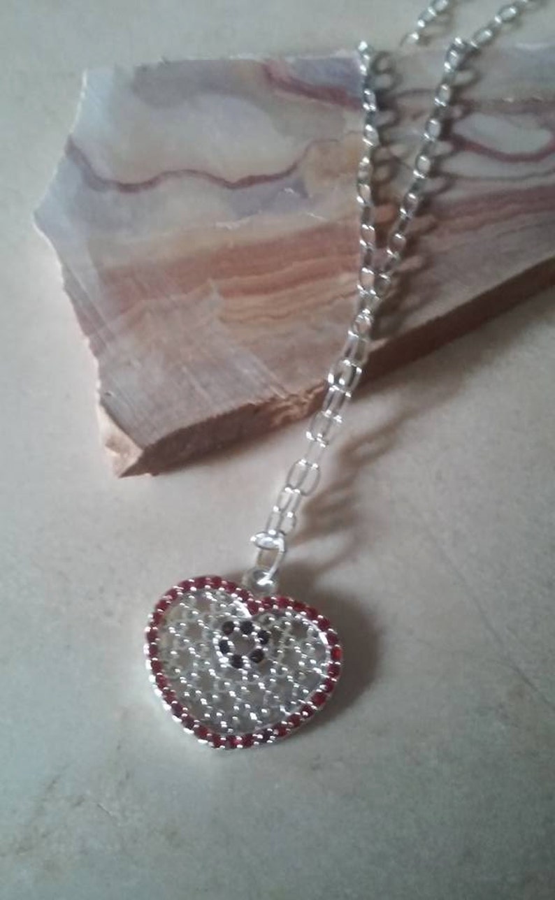 Heart Necklace With Swarovski Crystals, Valentine's Day Gift, Sterling Chain & Colorful Heart