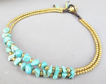 Bracelet De Cheville DZI Handmade - Perle Agate Et Cordon Cire Noir - Neuf Sans Emballage