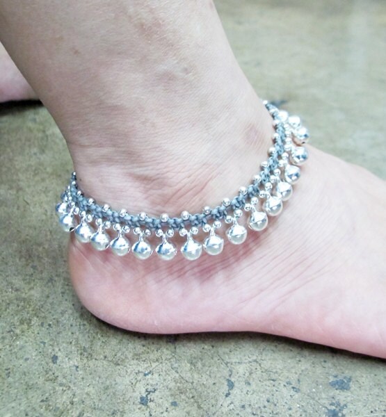 Ring Ring Bell Woven Ankle Bracelet with Silver Colour Bead Etsy