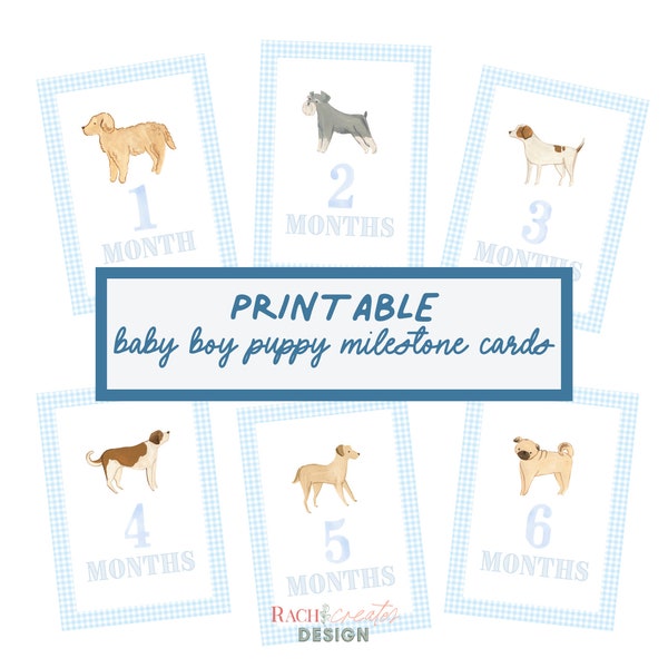 Milestone Puppies Cards for Baby Boy