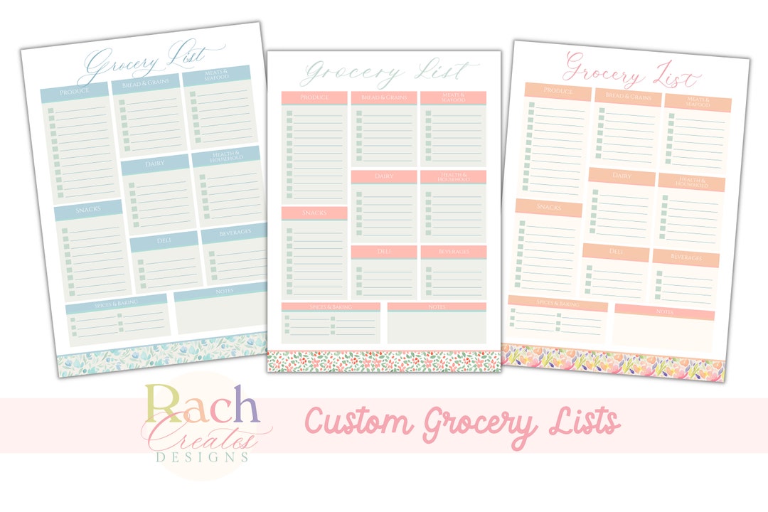 Custom Grocery List Notepad Etsy