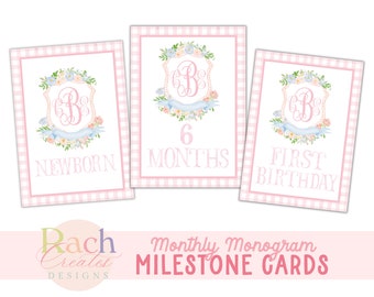CUSTOM Girl Monthly Milestone Cards