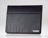 Luxury Black Leather iPad Cover | Crocodile Accessories