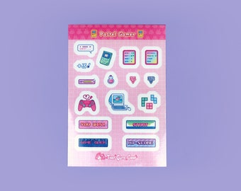 Pastel Gamer Sparkle Sticker Sheet