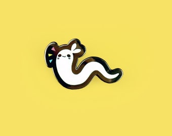 Bunny Worm Hard Enamel Pin, Black Nickel