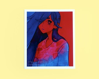 Red & Blue Small Anime Print, Matte Heavy Cardstock