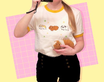 Running Guinea Pigs Unisex Ringer Tee, Screenprint