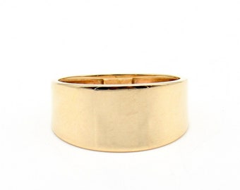 Vintage 14K Yellow Gold Ring Band | Solid Gold Modern Design Wide Ring Band | Size 6 3/4 Gold Band