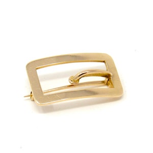 Antique 14K Gold Buckle Brooch | Personalized Edwardian Engraved Pin | Love Token Jewelry