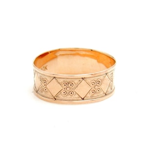 Victorian 10K Gold Cigar Band Wedding Ring | Antique Solid Rose Gold Ring Band | Rose Gold Wide Stacking Ring | Antique Wedding Ring