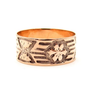 Antique 10K Rose Gold Wedding Band | Victorian Solid Gold Ring Band | Rose Gold Cigar Band Ring | Antique Gold Stacking Ring