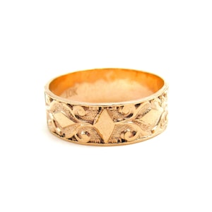 Antique Victorian 10K Gold Wedding Ring | Solid Rose Gold Ring Band | Rose Gold Cigar Band Ring | 10K Gold Stacking Ring