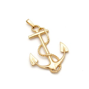 Vintage 14K Gold Anchor Pendant | Nautical Rope Detail | Estate Hope Symbol Jewelry