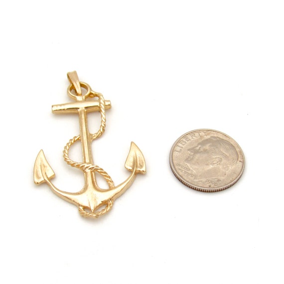 Vintage 14K Gold Anchor Pendant | Large Estate So… - image 9