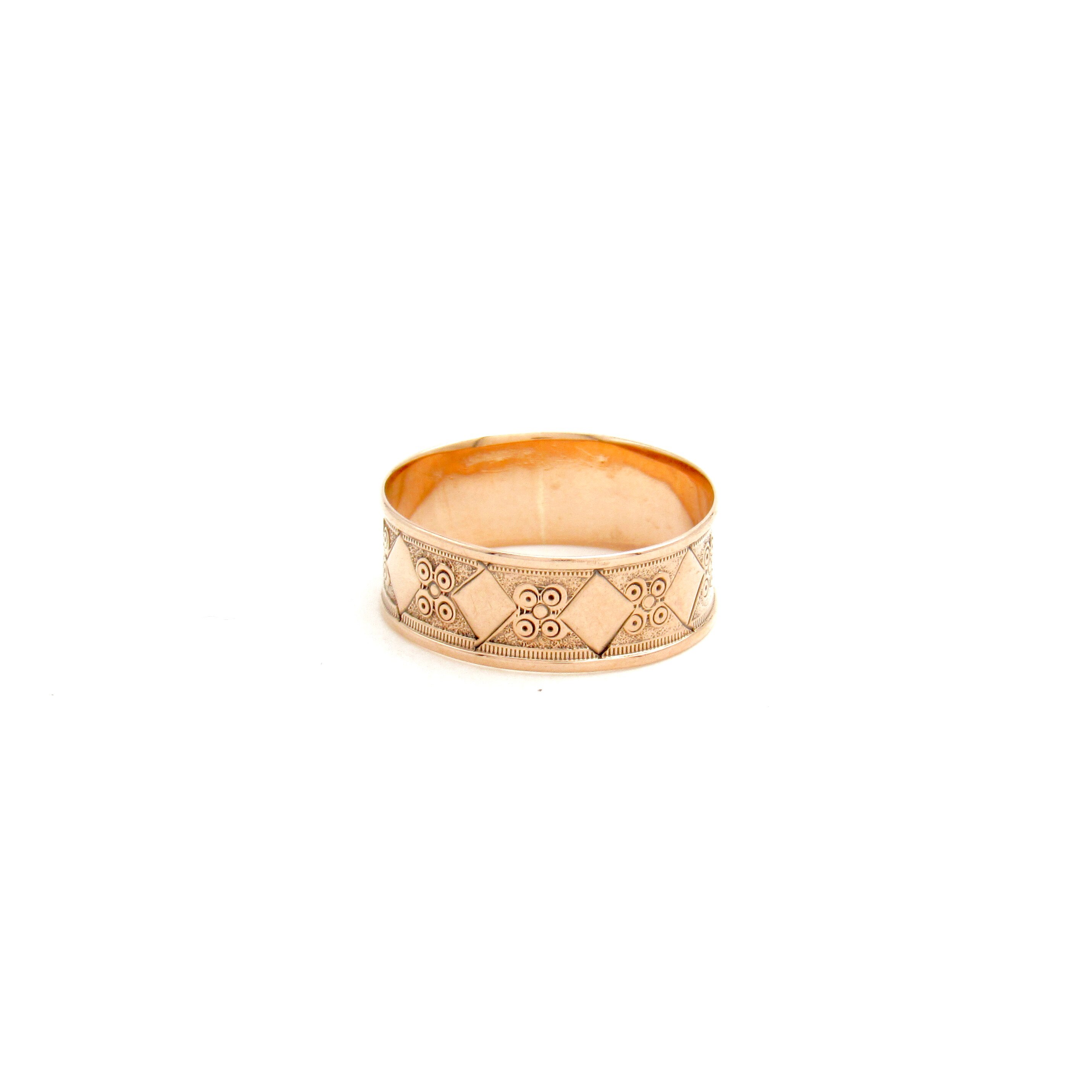 Victorian 10K Gold Cigar Band Wedding Ring | Antique Solid