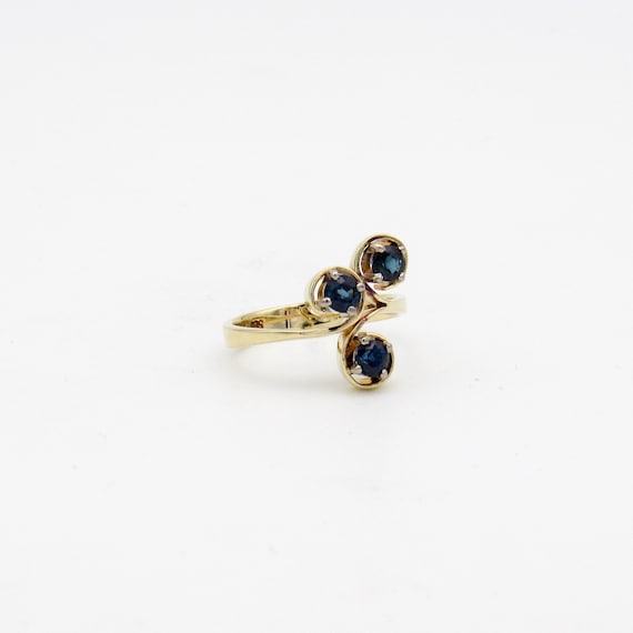 Vintage 14K Gold Sapphire Ring | Solid Gold Blue … - image 3
