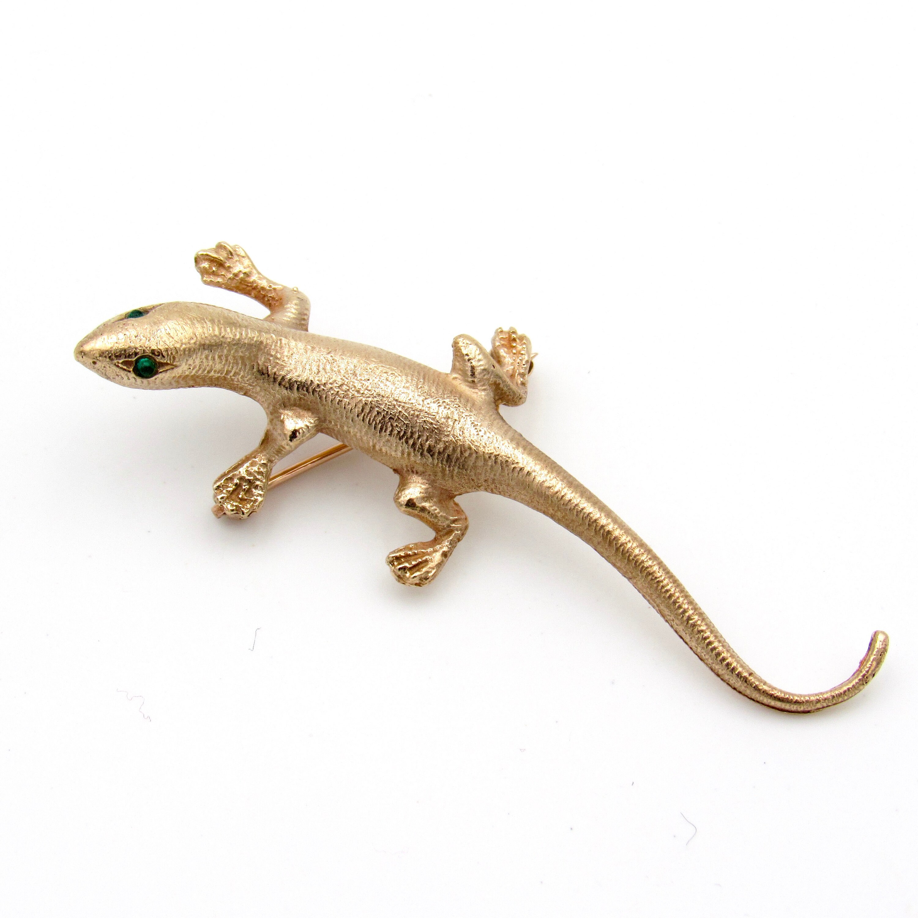 Vintage 14k Gold Lizard Pin Yellow Gold Emerald Lizard Pin Etsy