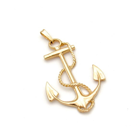 Vintage 14K Gold Anchor Pendant | Large Estate So… - image 1