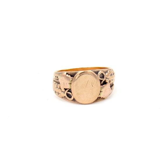 Antique 10k Gold Signet Ring | Art Nouveau Rose Go