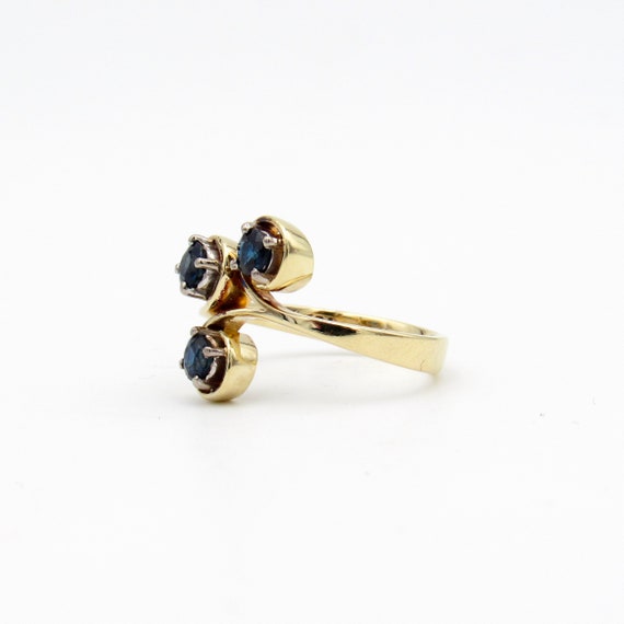 Vintage 14K Gold Sapphire Ring | Solid Gold Blue … - image 2