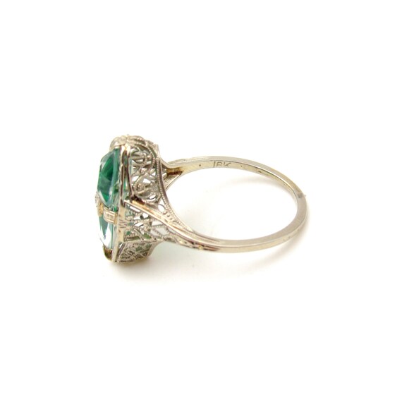 Art Deco 18K Gold Aquamarine Ring | Antique Solid… - image 7