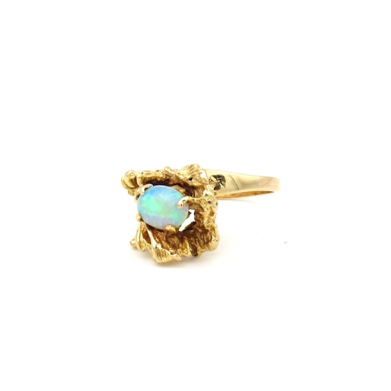 Vintage 14K Gold Opal Solitaire Ring | Solid Gold… - image 2