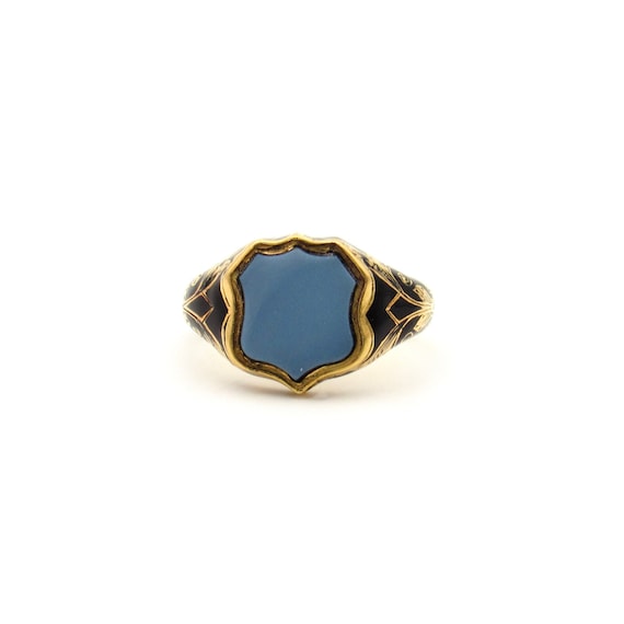 Antique 18K Gold Sardonyx Shield Ring | Victorian… - image 1