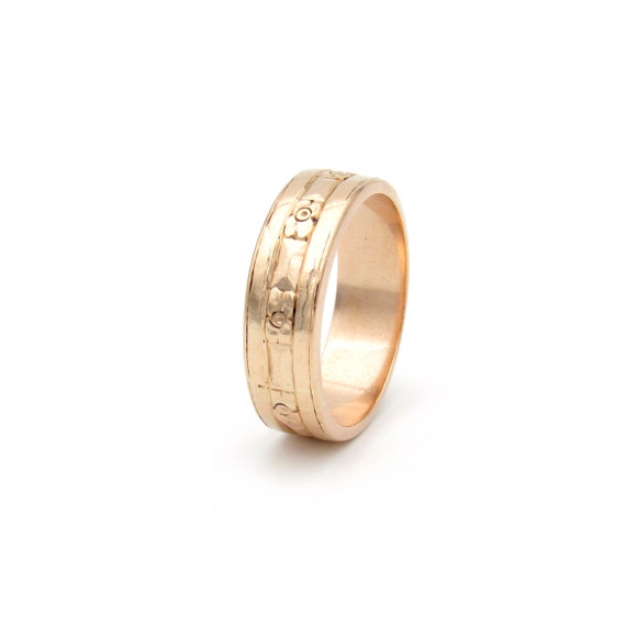 Art Deco 14K Rose Gold Wedding Band | Antique Sol… - image 7