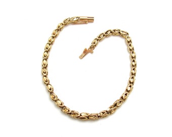 Vintage 14K Gold Fancy Link Bracelet | Solid Yellow Gold Chain Bracelet | Gold Link Layering Bracelet | 14K Yellow Gold Bracelet
