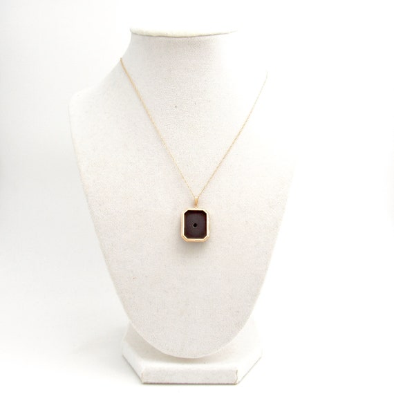 Art Deco 10K Gold Onyx & Seed Pearl Pendant | Ant… - image 9