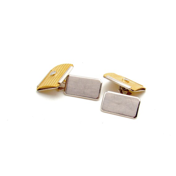 Vintage 14K Gold Diamond Cufflinks | Solid Bi-Col… - image 5