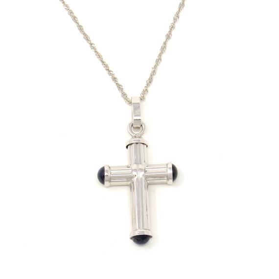 ヴィンテージ 14K ホワイトゴールド クロスペンダントネックレス