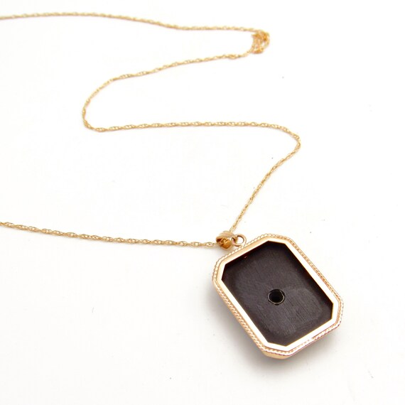 Art Deco 10K Gold Onyx & Seed Pearl Pendant | Ant… - image 6
