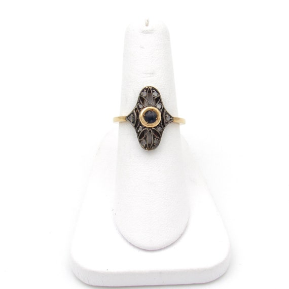 Vintage Gold Sapphire & Diamond Statement Ring | … - image 8