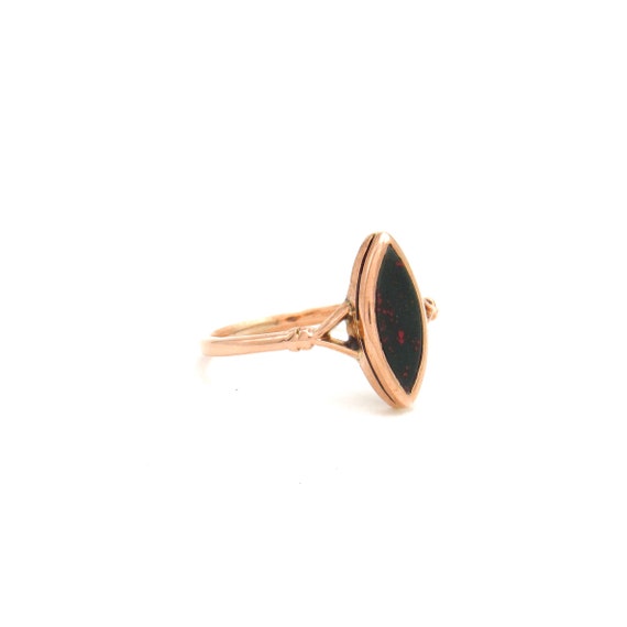 Art Deco 9K Rose Gold Bloodstone Ring | Antique H… - image 2