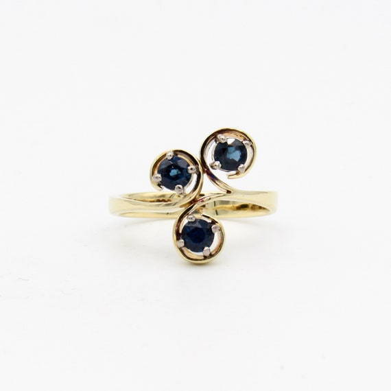 Vintage 14K Gold Sapphire Ring | Solid Gold Blue … - image 1