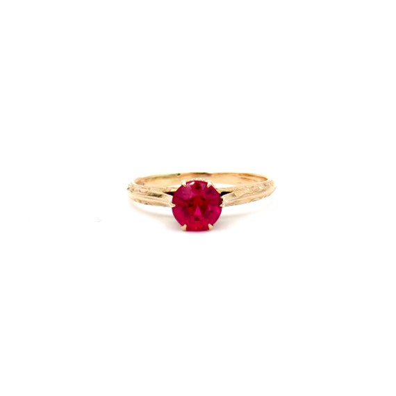 Antique 10k Gold Ruby Ring | Edwardian Yellow Gold